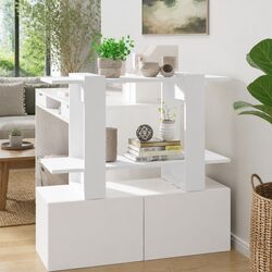 White Book Cabinet with Room Divider Functionality