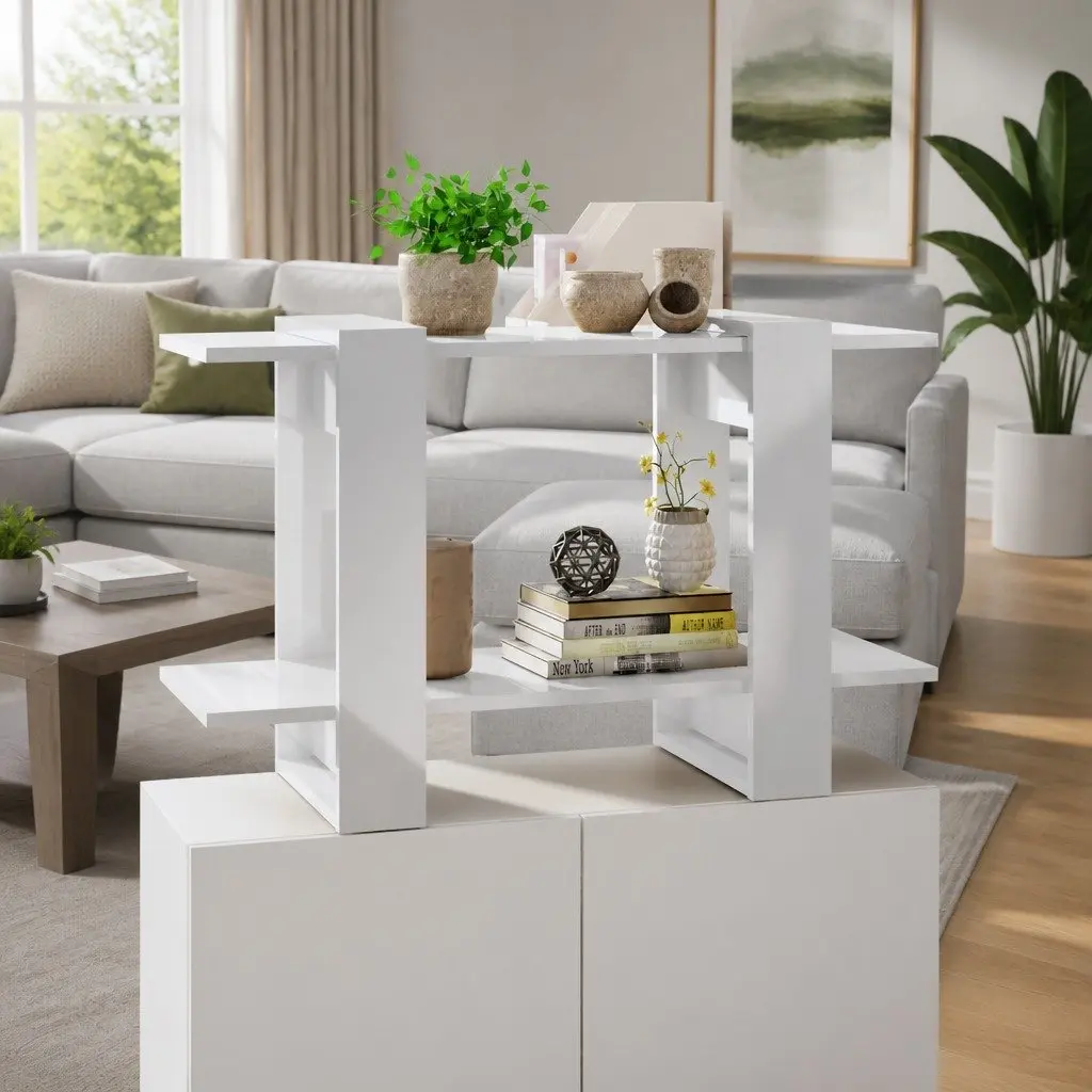 Book Cabinet Room Divider High Gloss White Storage Organizer 80x30x51cm