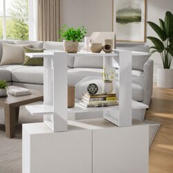 Stylish High Gloss White Book Cabinet and Room Divider