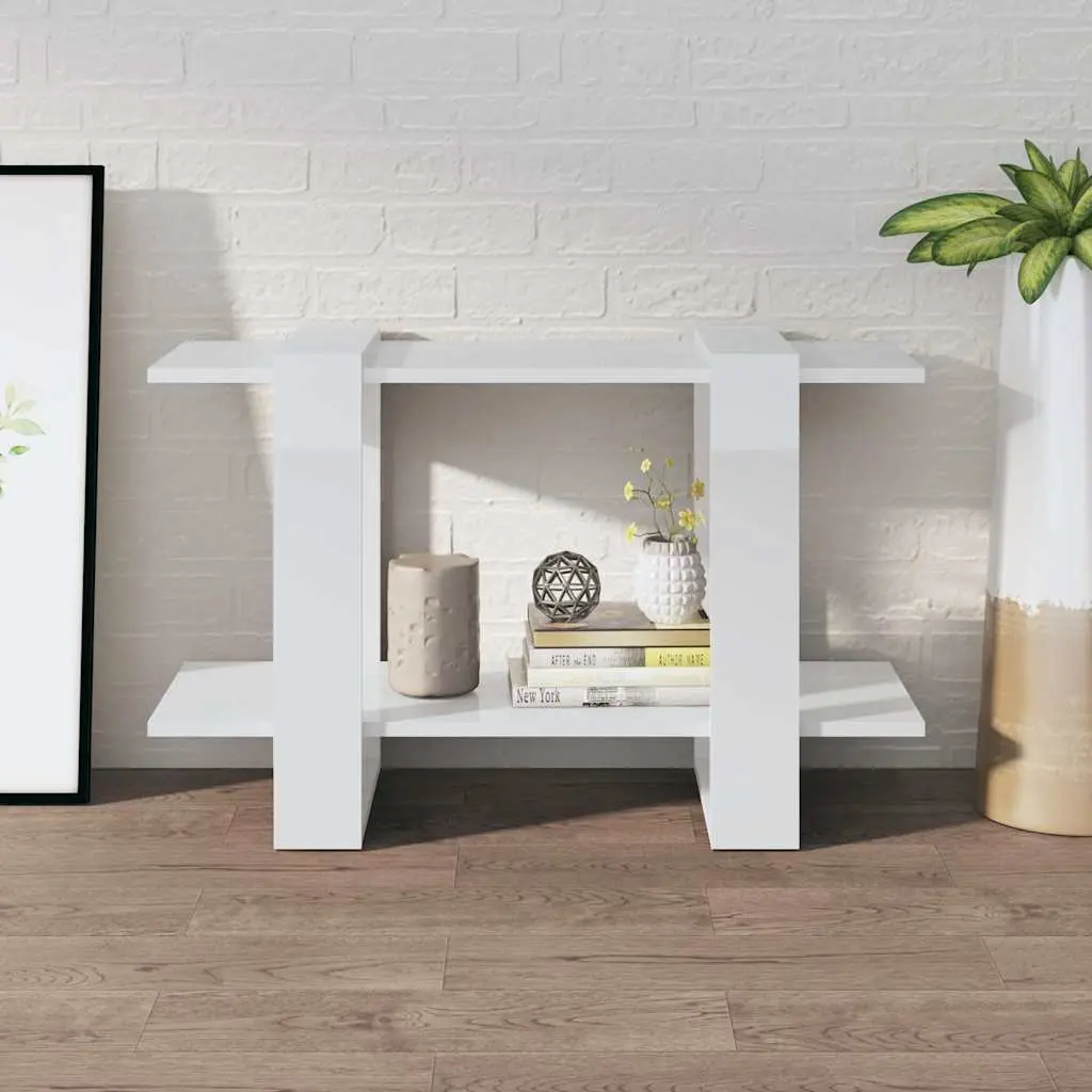 Book Cabinet Room Divider High Gloss White Storage Organizer 80x30x51cm