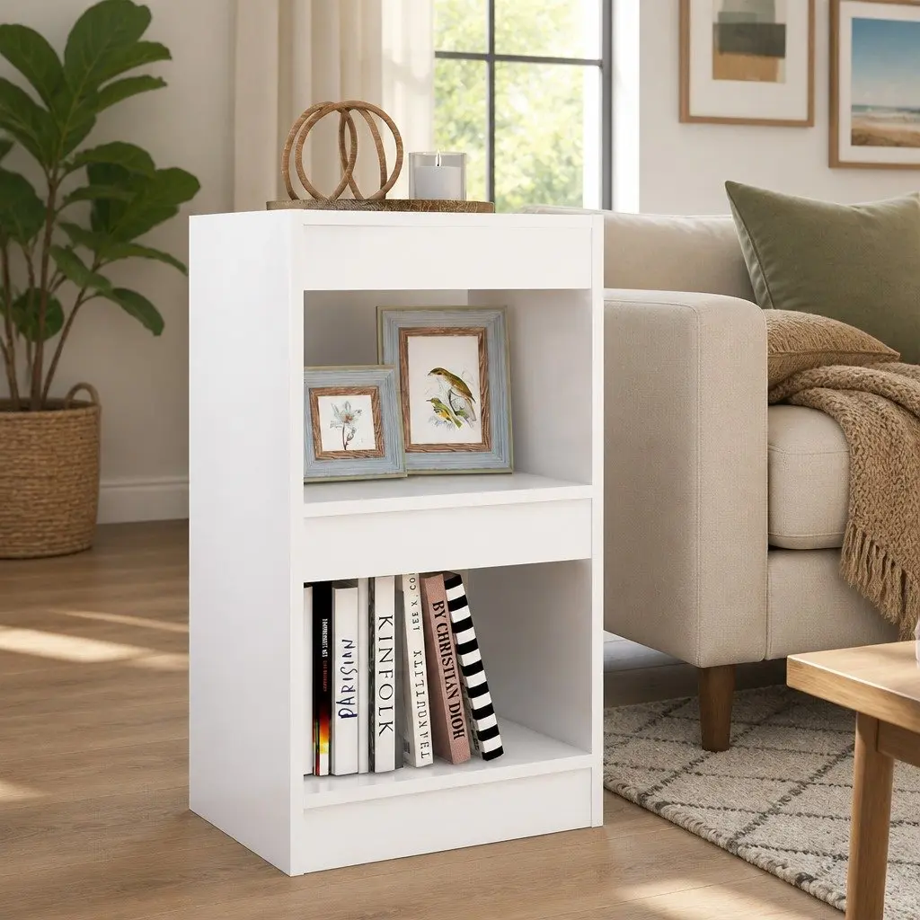 White Book Cabinet Room Divider Storage Shelving Unit 40x30x72cm