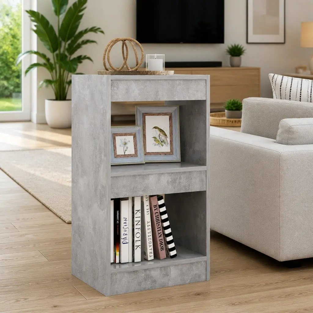 Book Cabinet Grey Room Divider Shelving Unit Storage Bookcase Shelf