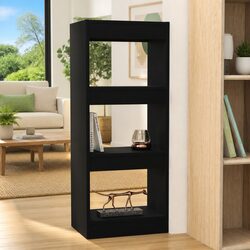 Stylish Black Wooden Book Cabinet with Room Divider