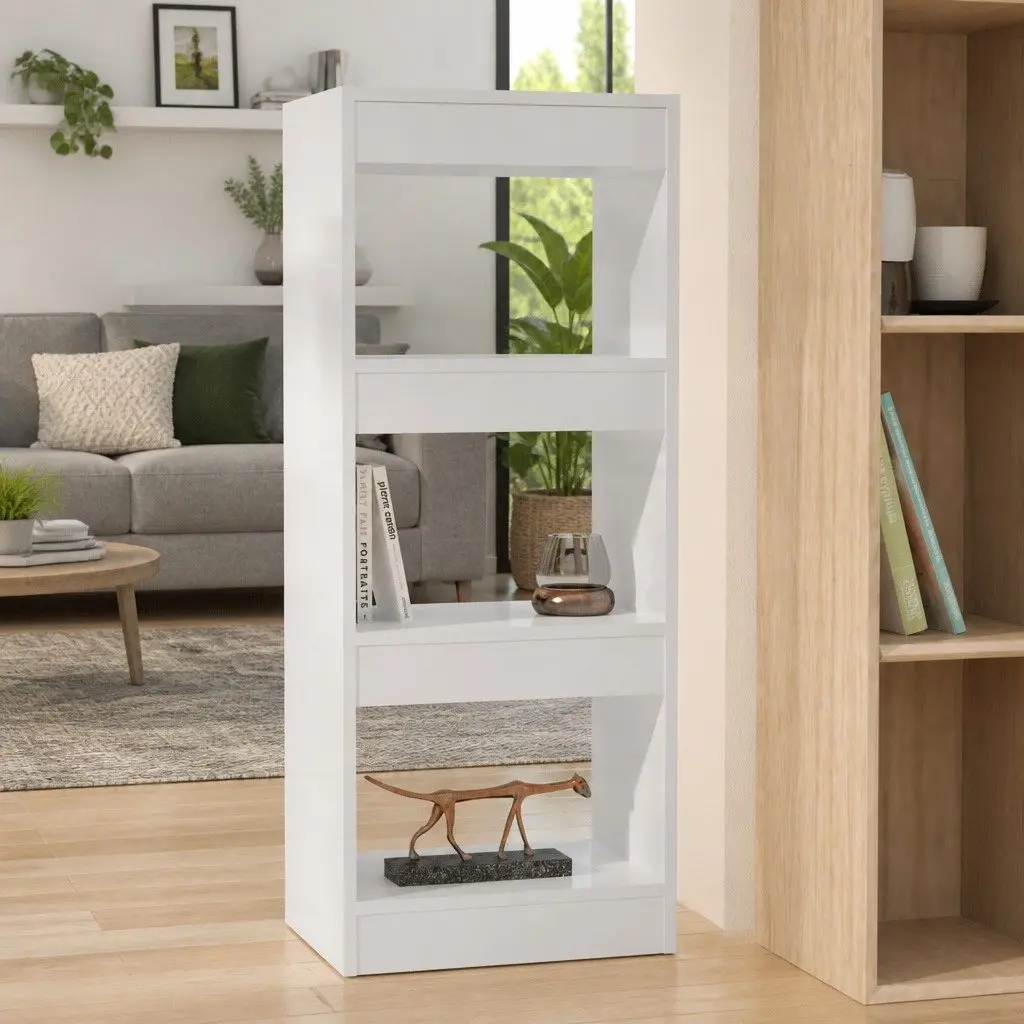 Book Cabinet Room Divider White High Gloss Shelving Unit Storage Bookcase