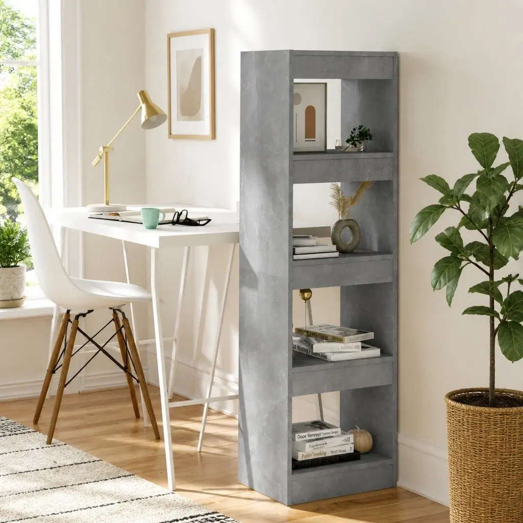 Book Cabinet Grey Shelving Unit Storage Bookcase Room Divider Standing Shelf