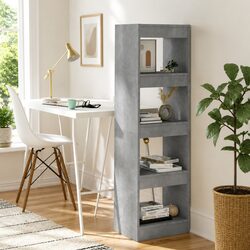 Grey Book Cabinet Room Divider with Storage