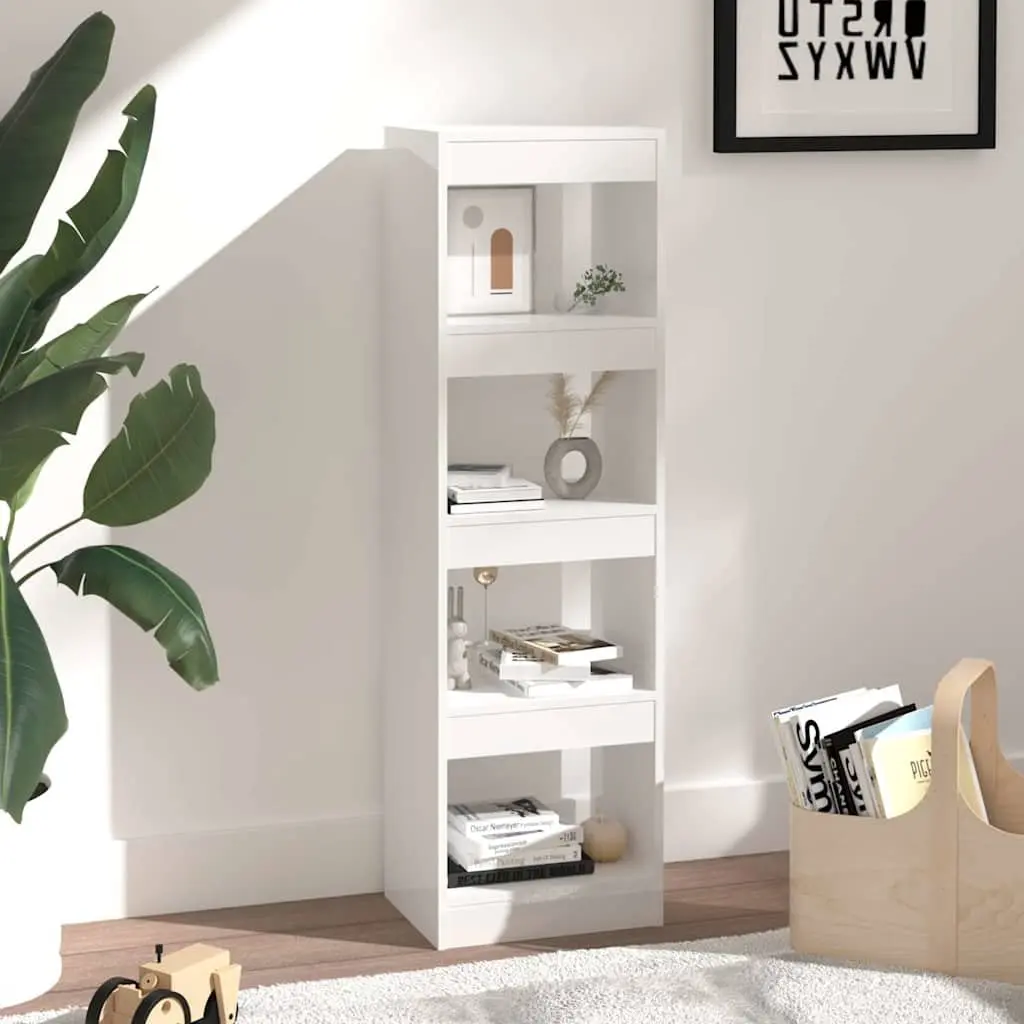 Book Cabinet Room Divider White Gloss Storage Bookshelf Display Organiser 40 x 30 x 135 cm