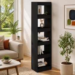Black Book Cabinet Room Divider for Living Spaces
