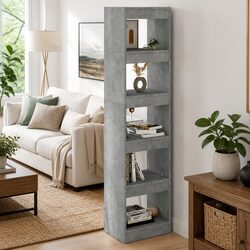 Grey Book Cabinet Room Divider for Stylish Storage