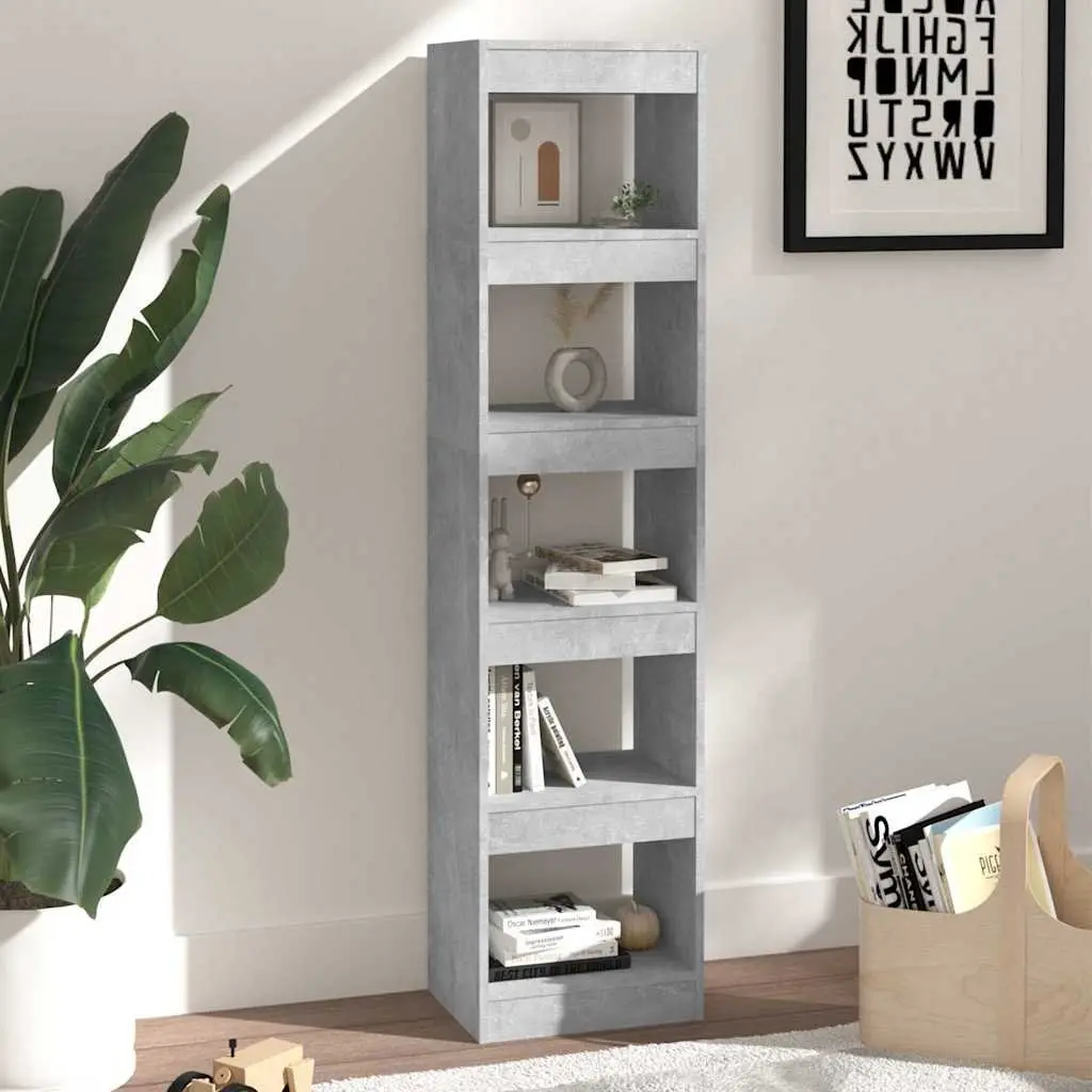 Book Cabinet Room Divider Grey Storage Shelf Bookcase Standing Shelving Unit