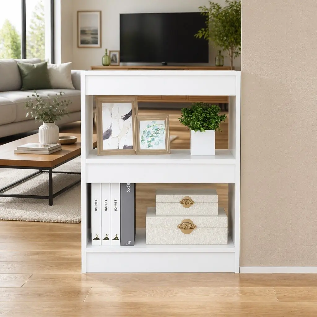 Book Cabinet White 60x30x72cm Storage Room Divider Shelving Unit