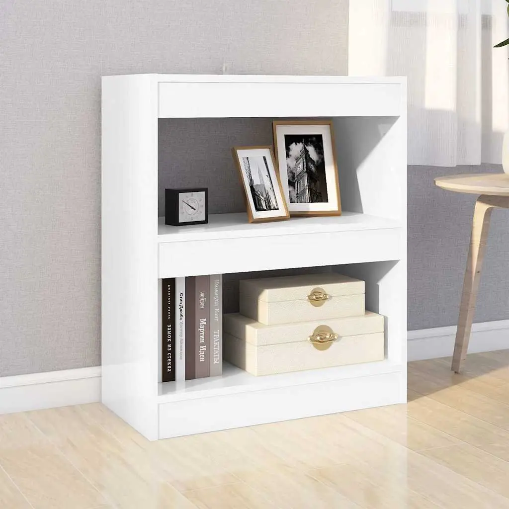 White High Gloss Bookcase Room Divider Storage Organizer 60cm Shelf