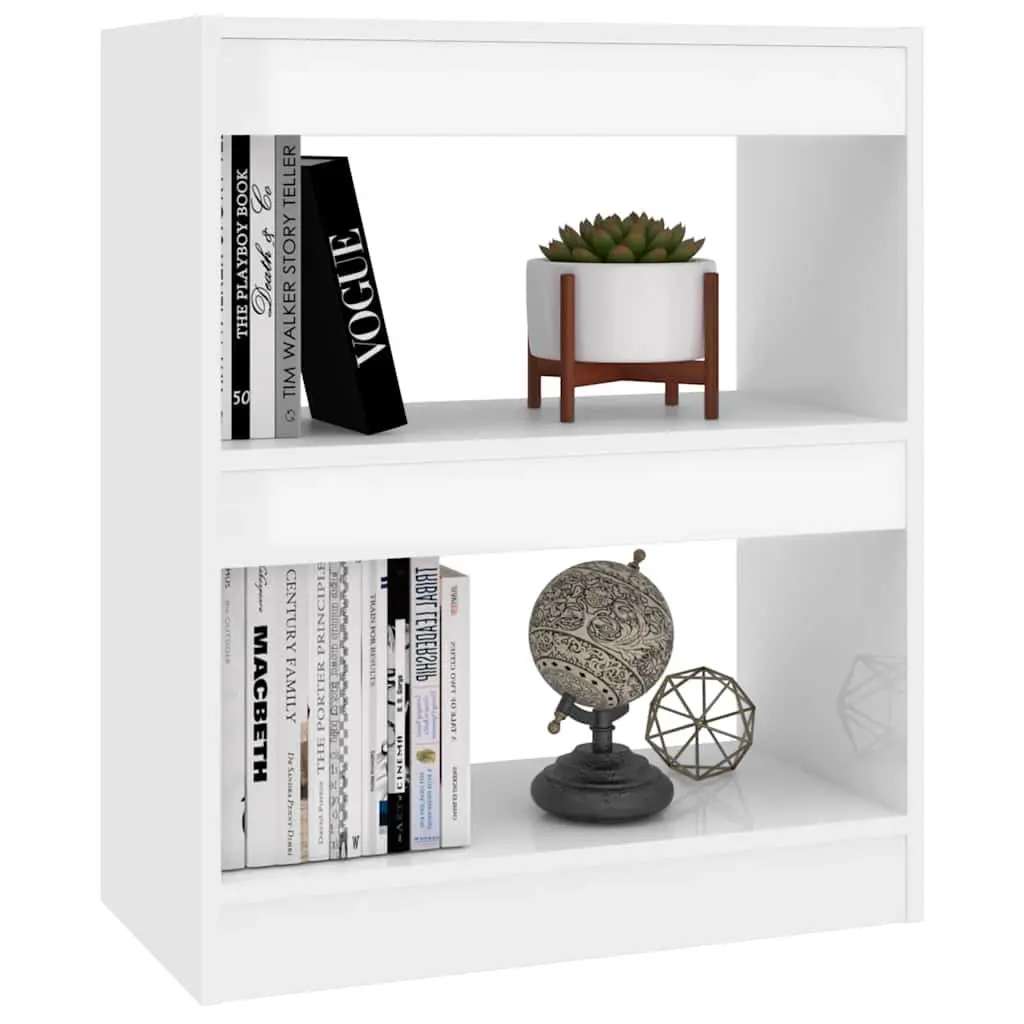White High Gloss Bookcase Room Divider Storage Organizer 60cm Shelf