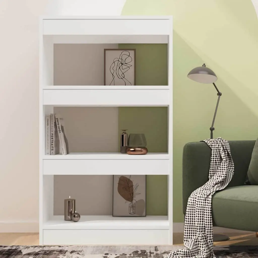 White Wooden Book Cabinet Room Divider for Living Spaces