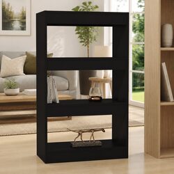 Inviting Black Book Cabinet Room Divider with Storage