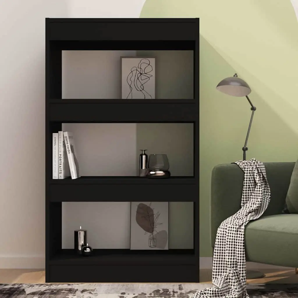 Wooden Book Cabinet Black Room Divider Storage Shelf 60W x 30D x 103H cm
