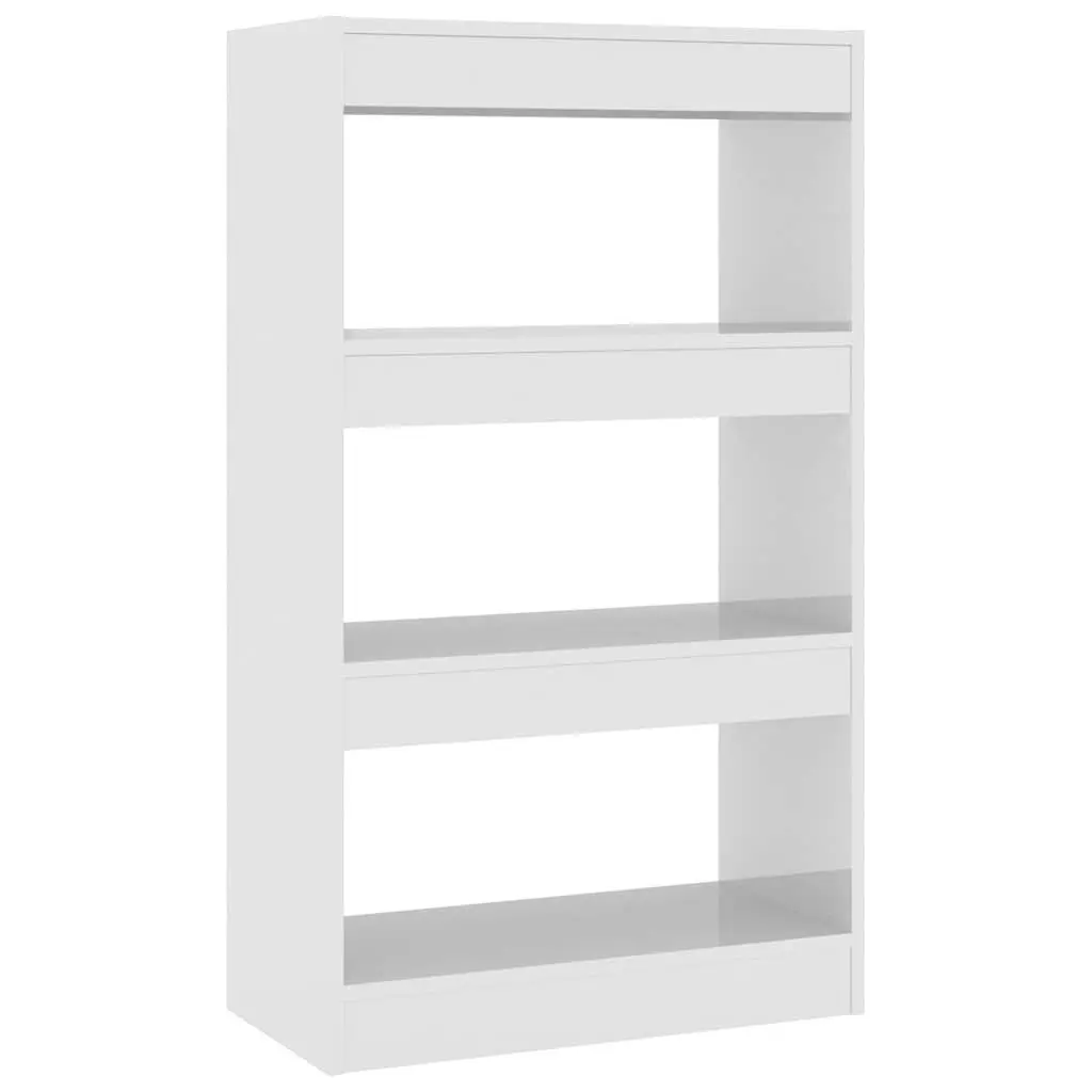 Book Cabinet Room Divider High Gloss White Storage Unit 60W x 30D x 103H cm Engineered Wood