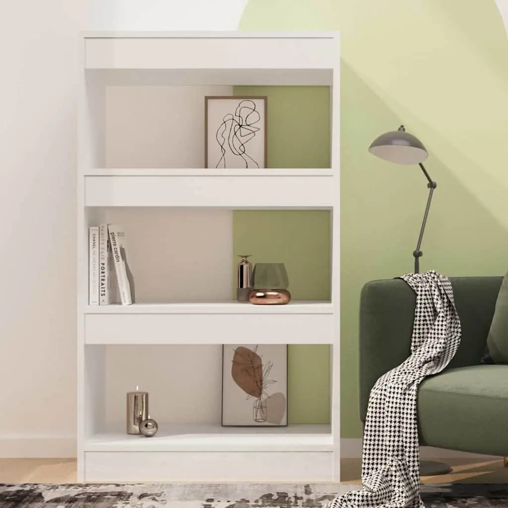 Book Cabinet Room Divider High Gloss White Storage Unit 60W x 30D x 103H cm Engineered Wood