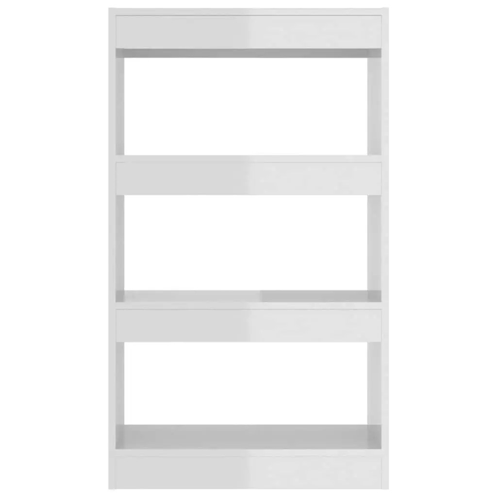 Book Cabinet Room Divider High Gloss White Storage Unit 60W x 30D x 103H cm Engineered Wood