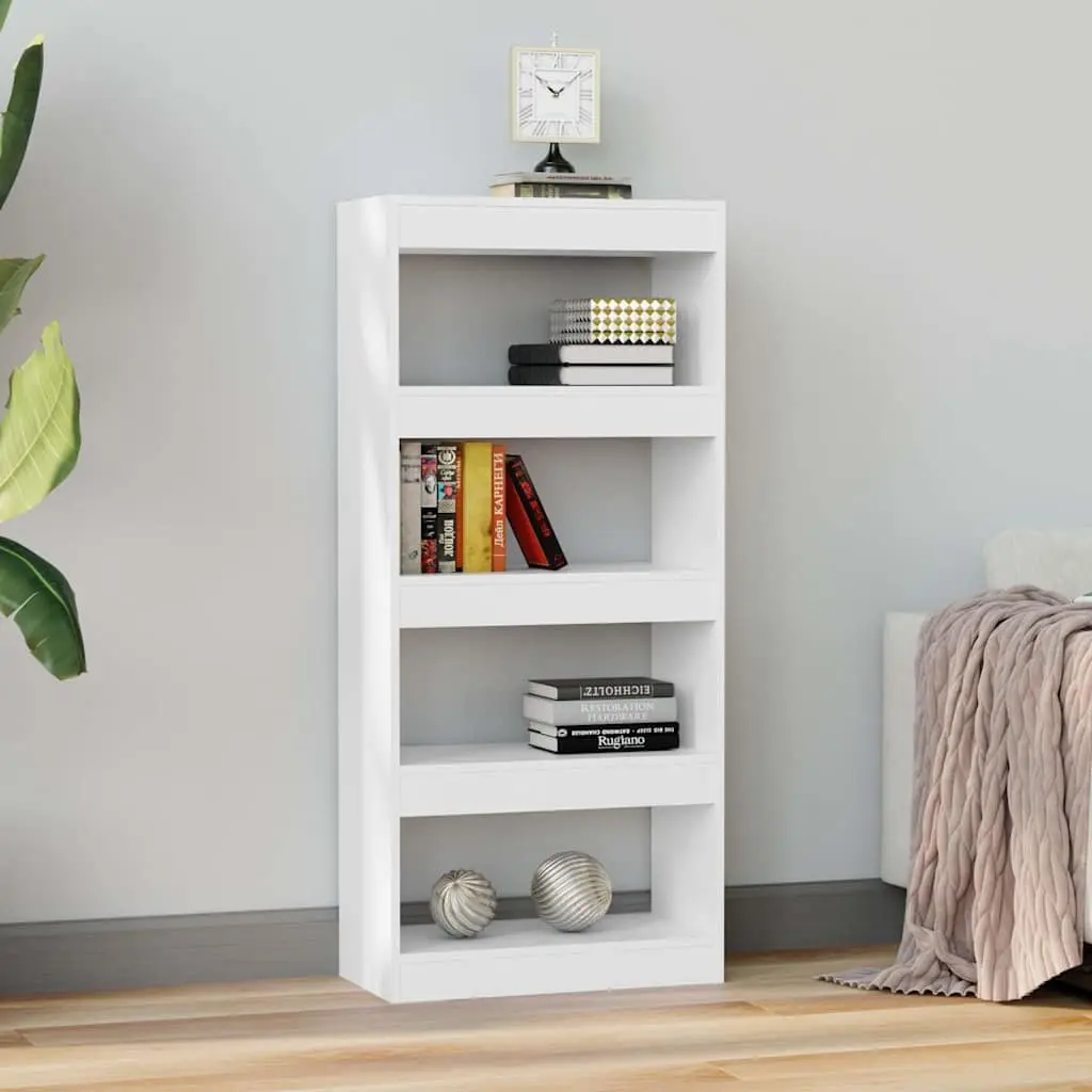 Engineered Wood Bookcase Room Divider White 60x30x135cm Storage