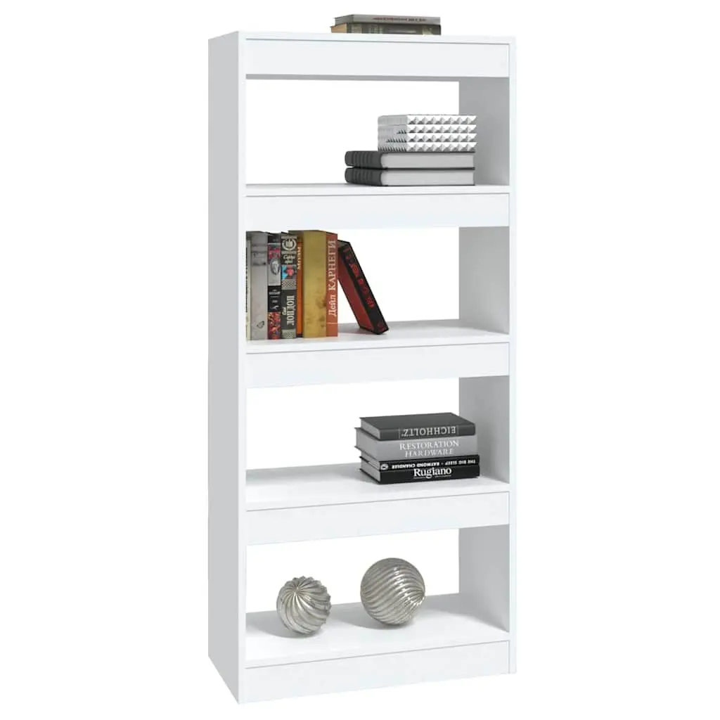 Engineered Wood Bookcase Room Divider White 60x30x135cm Storage