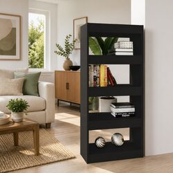 Elegant Black Book Cabinet and Room Divider