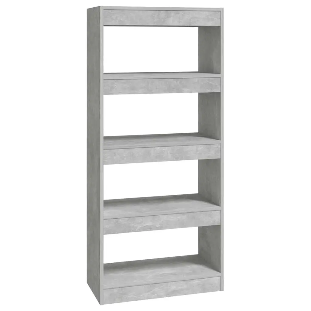 Engineered Wood Bookcase Room Divider Grey Shelving Unit Storage Display 60W x 30D x 135H cm