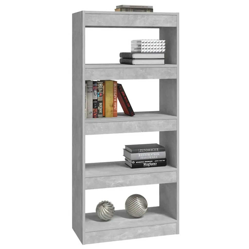 Engineered Wood Bookcase Room Divider Grey Shelving Unit Storage Display 60W x 30D x 135H cm