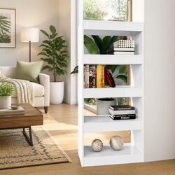 Elegant Book Cabinet Room Divider in White High Gloss