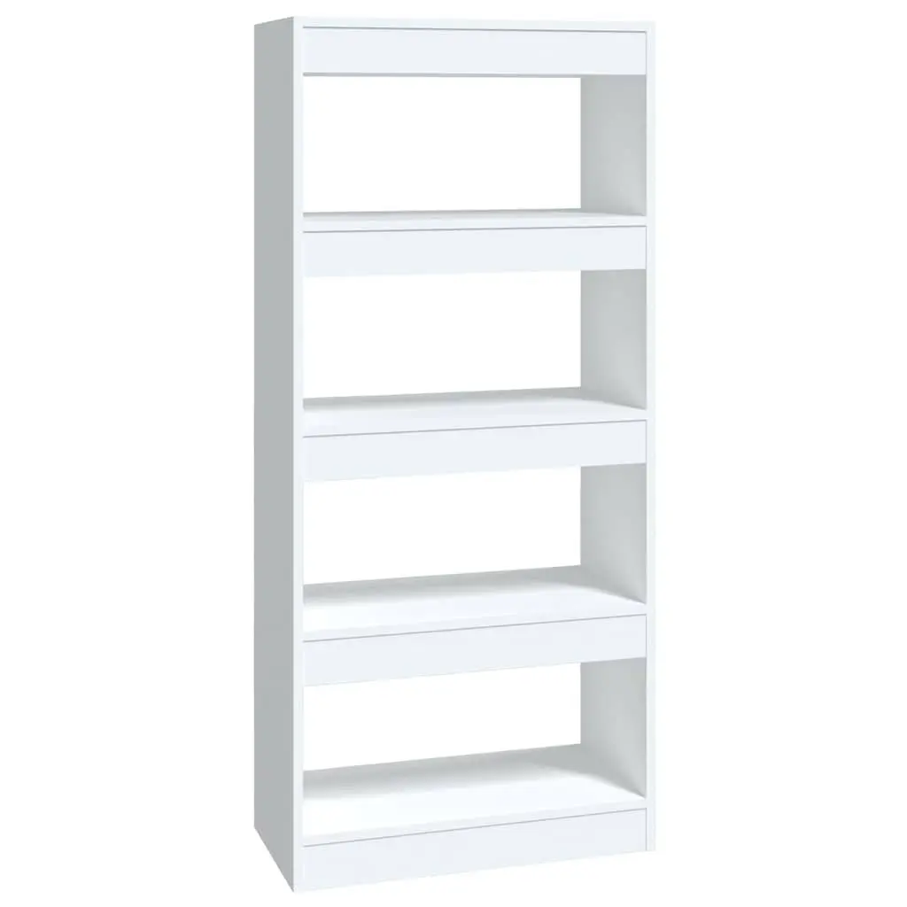 Room Divider Book Storage Cabinet White High Gloss Engineered Wood 60x30x135cm