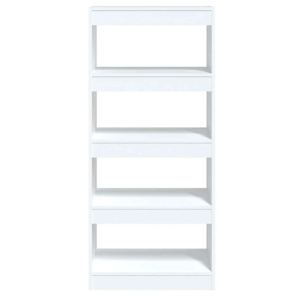 Room Divider Book Storage Cabinet White High Gloss Engineered Wood 60x30x135cm