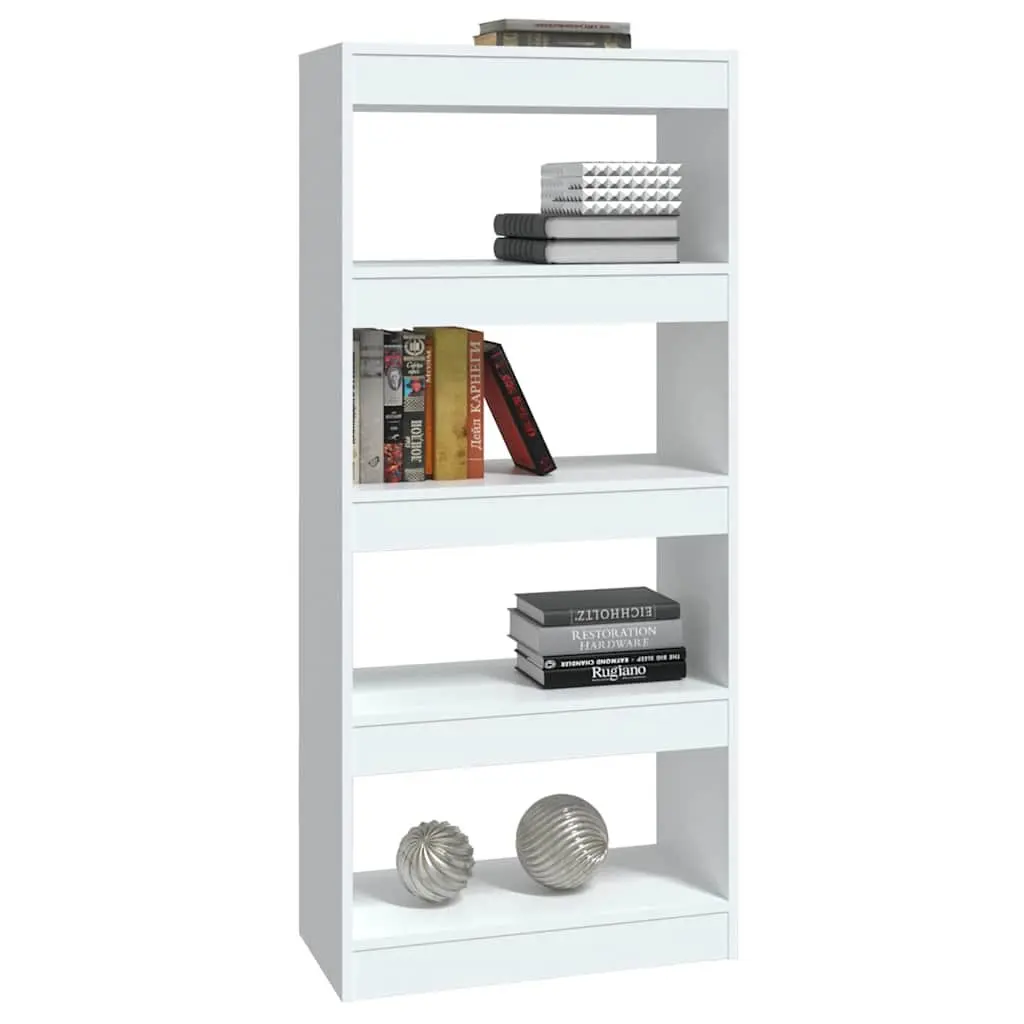 Room Divider Book Storage Cabinet White High Gloss Engineered Wood 60x30x135cm