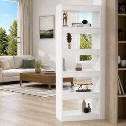 White Engineered Wood Book Cabinet Room Divider 60x30x166 cm