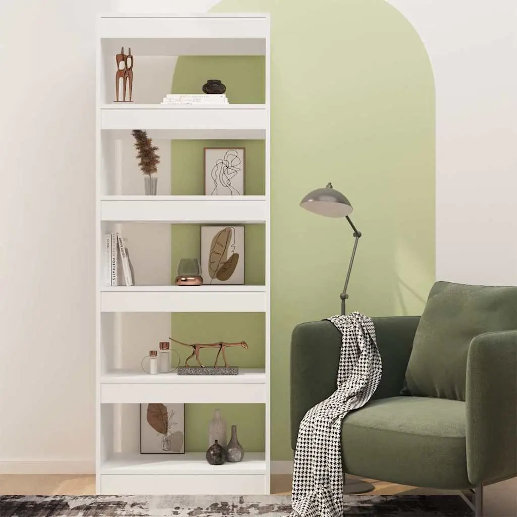 White Engineered Wood Book Cabinet Room Divider 60x30x166 cm