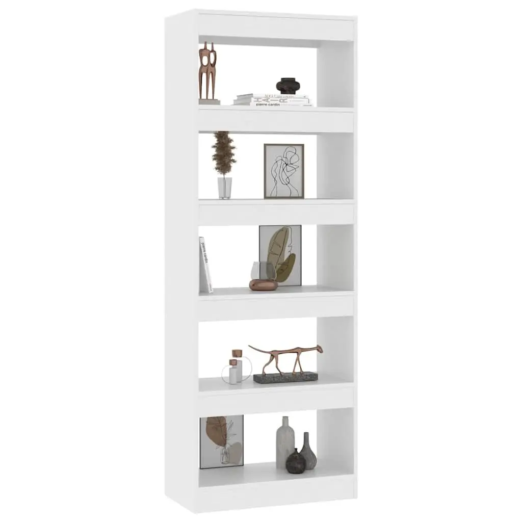 White Engineered Wood Book Cabinet Room Divider 60x30x166 cm