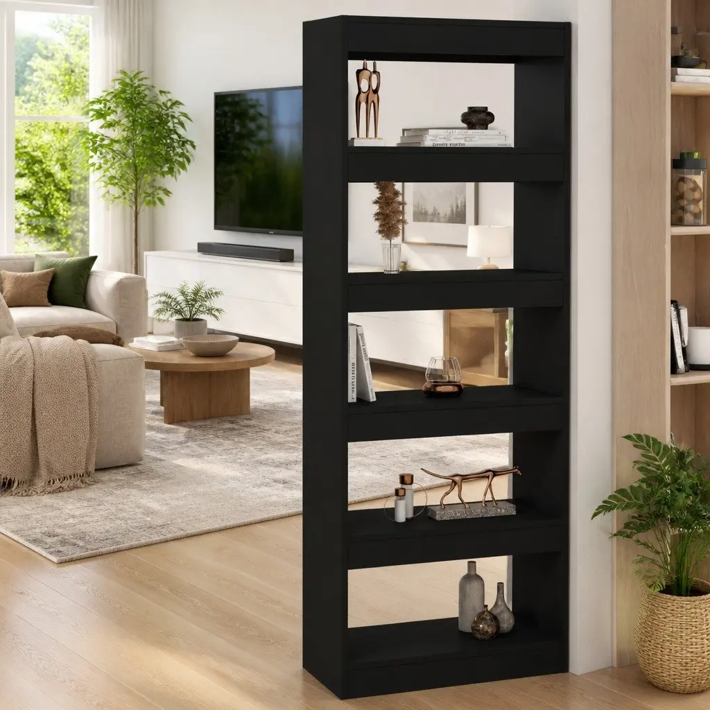 Black Book Cabinet Room Divider 60x30x166 cm