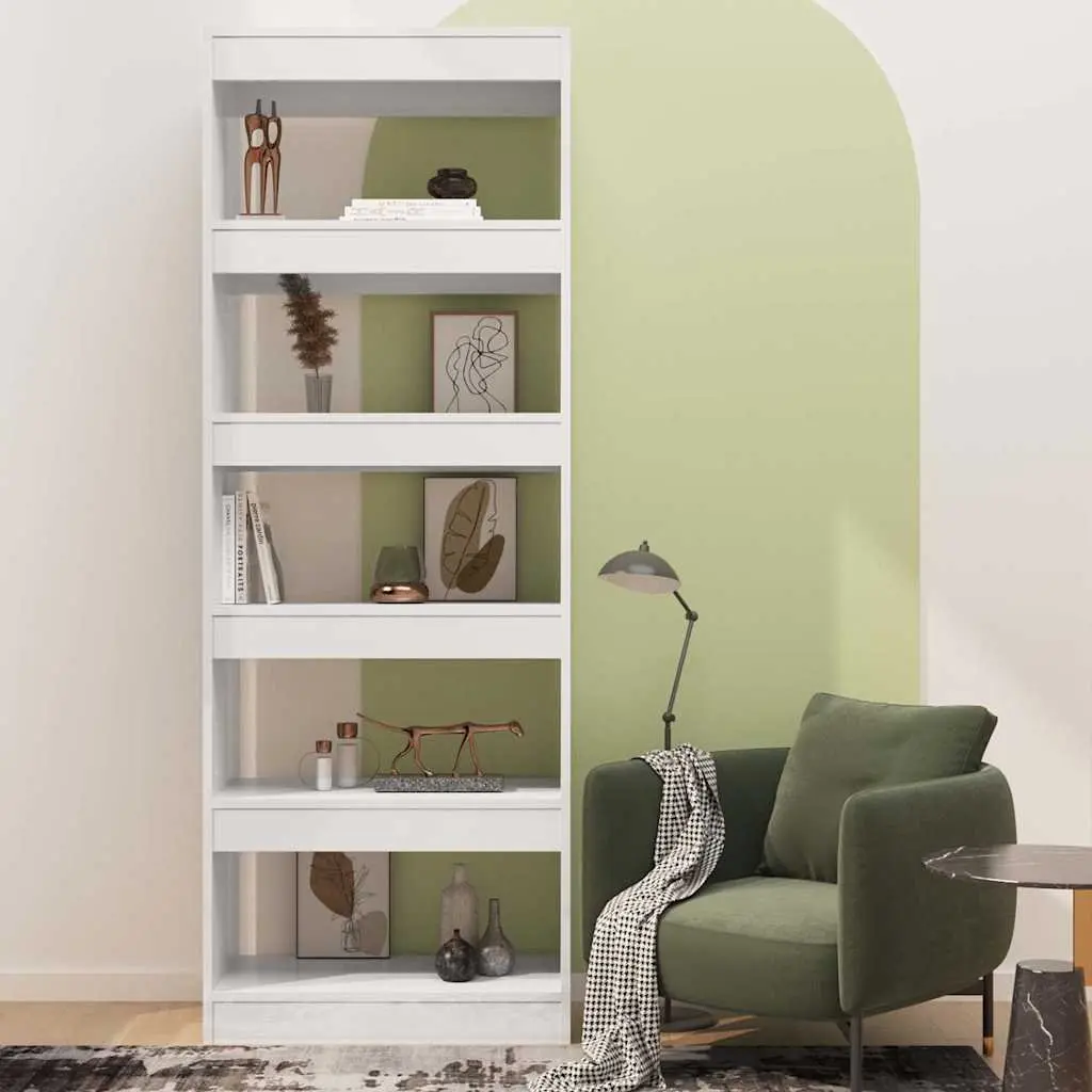 High Gloss White Book Cabinet Room Divider 60x30x166cm