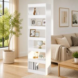 Elegant White Wooden Book Cabinet and Room Divider