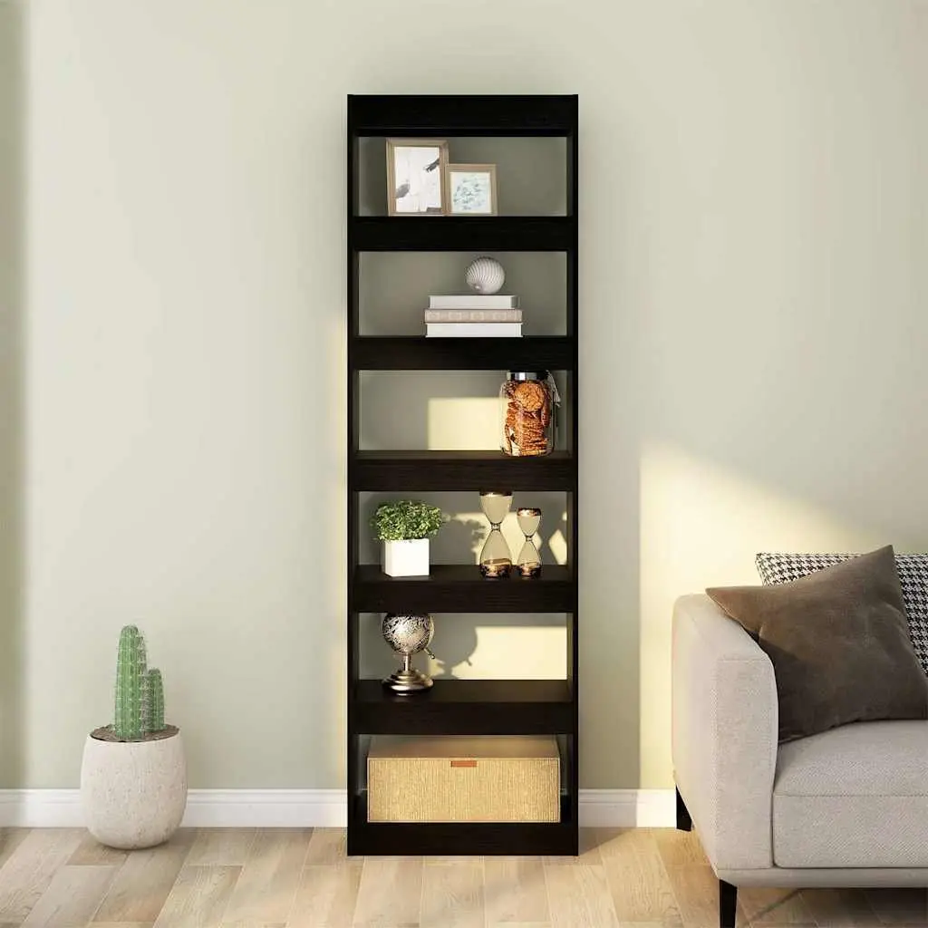 Wooden Book Cabinet Room Divider Shelving Unit Black 60W x 30D x 198H cm