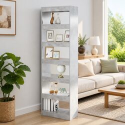 Grey Book Cabinet Room Divider Shelving Unit 60x30x198cm