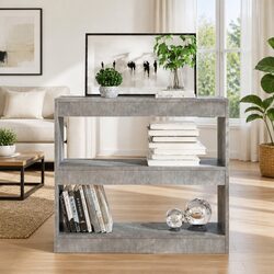 Stylish Grey Book Cabinet Room Divider with Storage