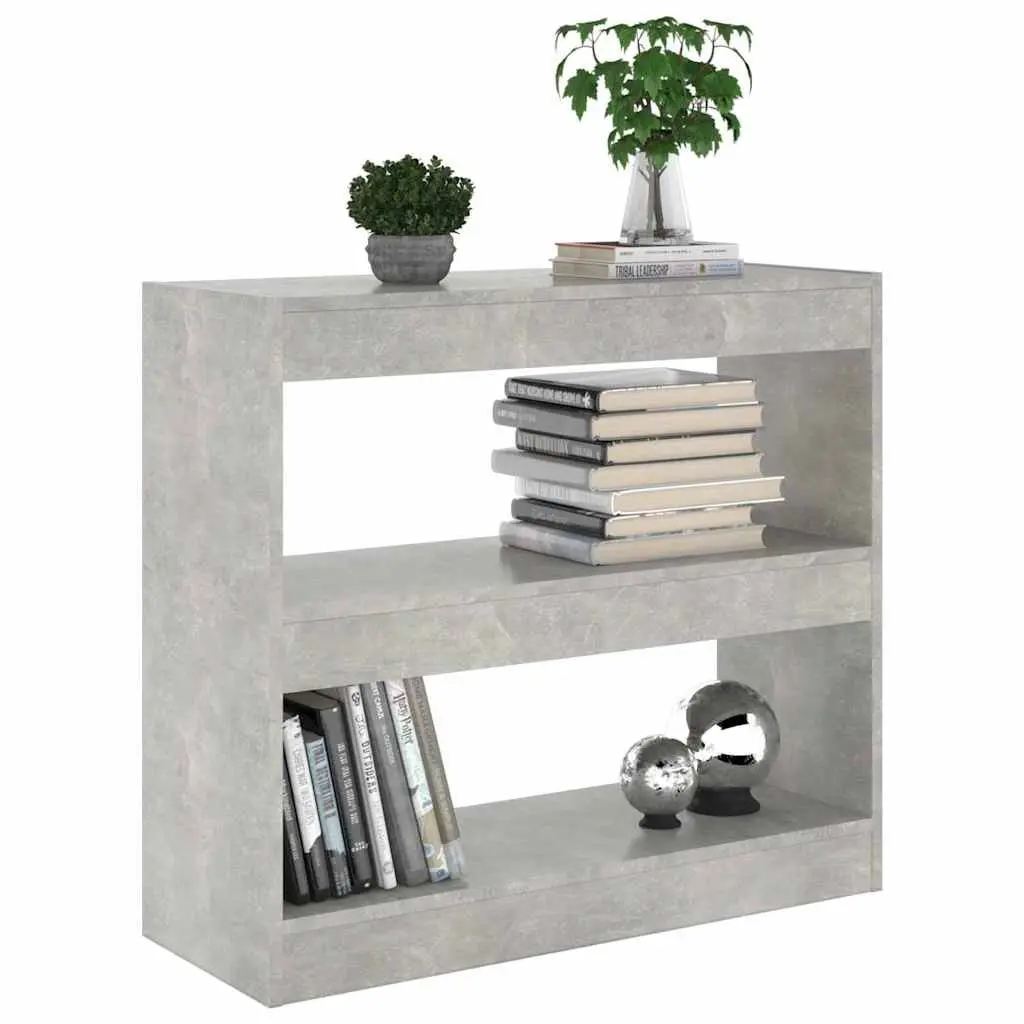 Book Cabinet Room Divider Grey Engineered Wood 80W x 30D x 72H cm Storage Bookcase Standing Shelf