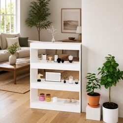 Elegant White Engineered Wood Book Cabinet Room Divider