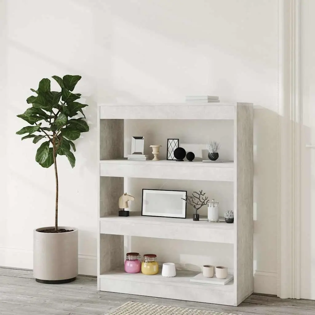 Engineered Wood Bookcase Grey Room Divider Storage Unit Shelving Organizer