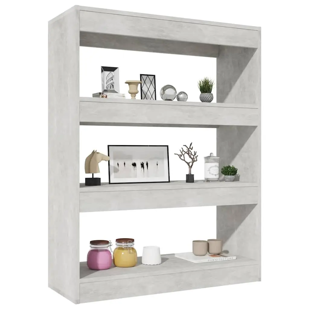 Engineered Wood Bookcase Grey Room Divider Storage Unit Shelving Organizer