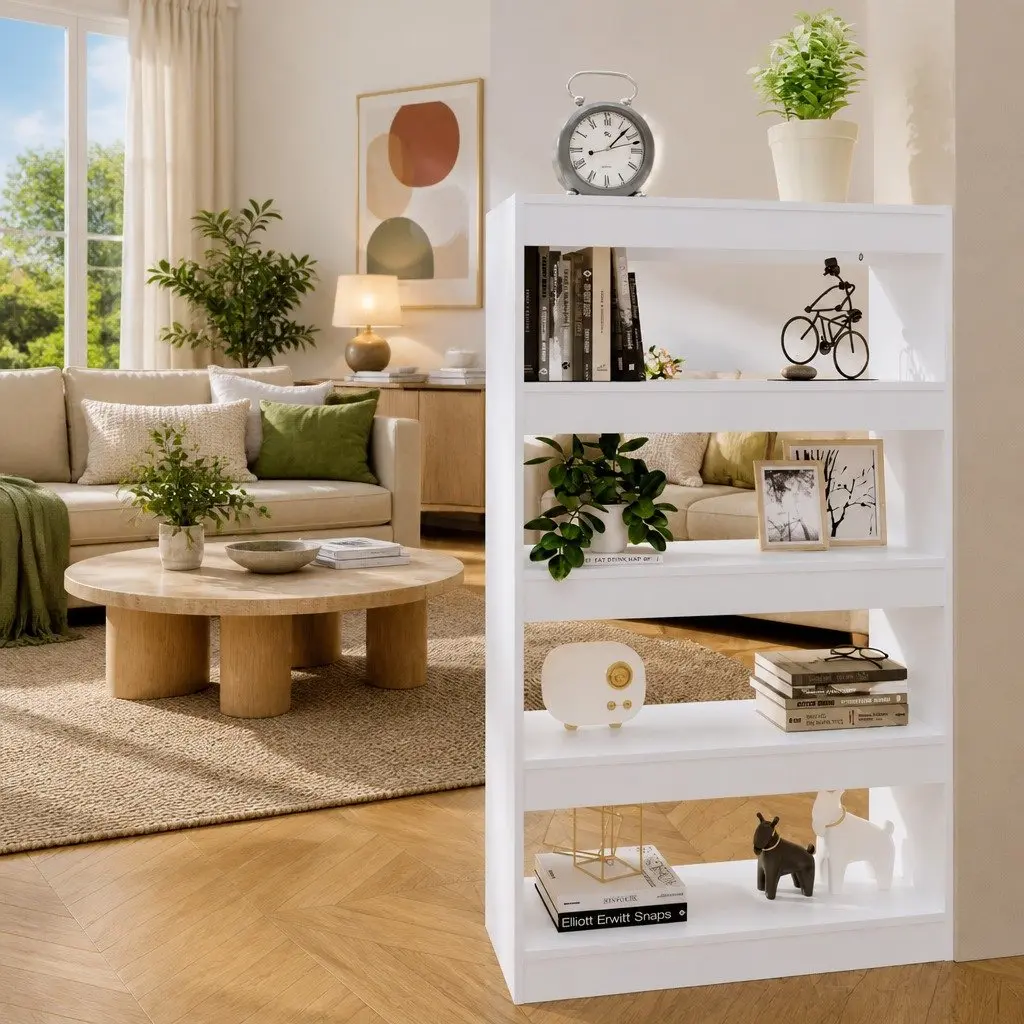 Book Cabinet Room Divider White 80x30x135cm Engineered Wood