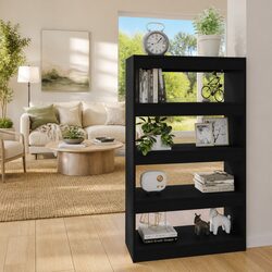 Wooden Black Book Cabinet for Room Dividing and Storage