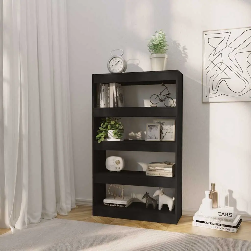 Wooden Book Cabinet Black Room Divider Shelving Unit Storage Organiser Display 80cm x 30cm x 135cm