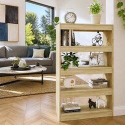 Brown Engineered Wood Book Cabinet and Room Divider