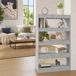 Grey Engineered Wood Book Cabinet and Room Divider